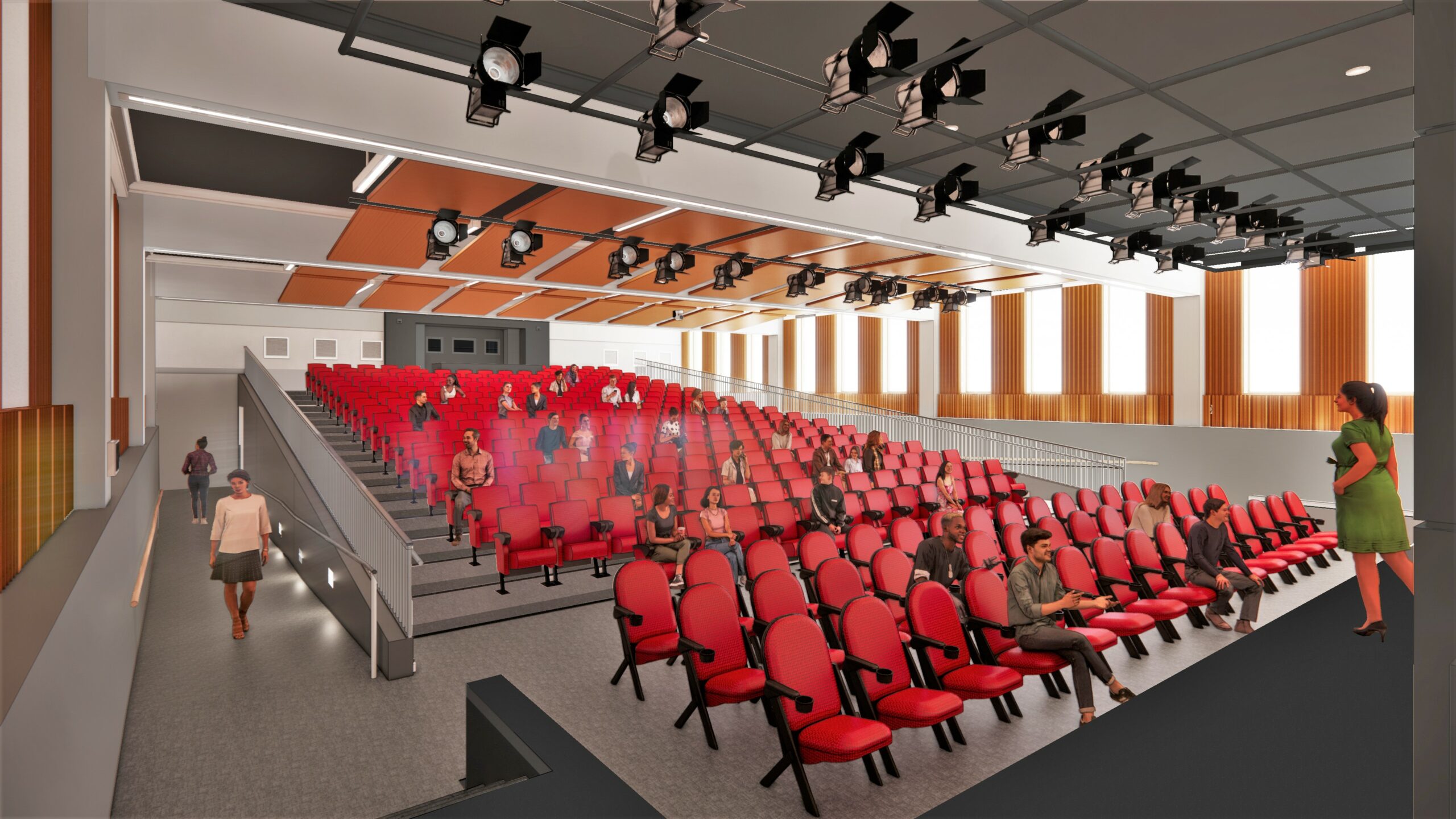 Image shows a rendering of the new Duchesne theater